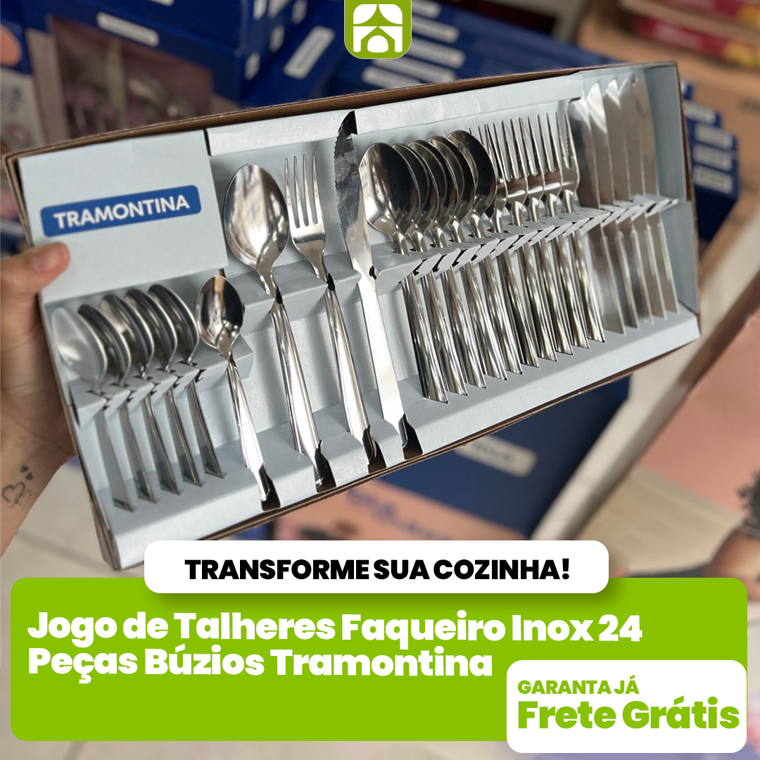 Jogo de Talheres Faqueiro Inox 24 Peças Búzios Tramontina