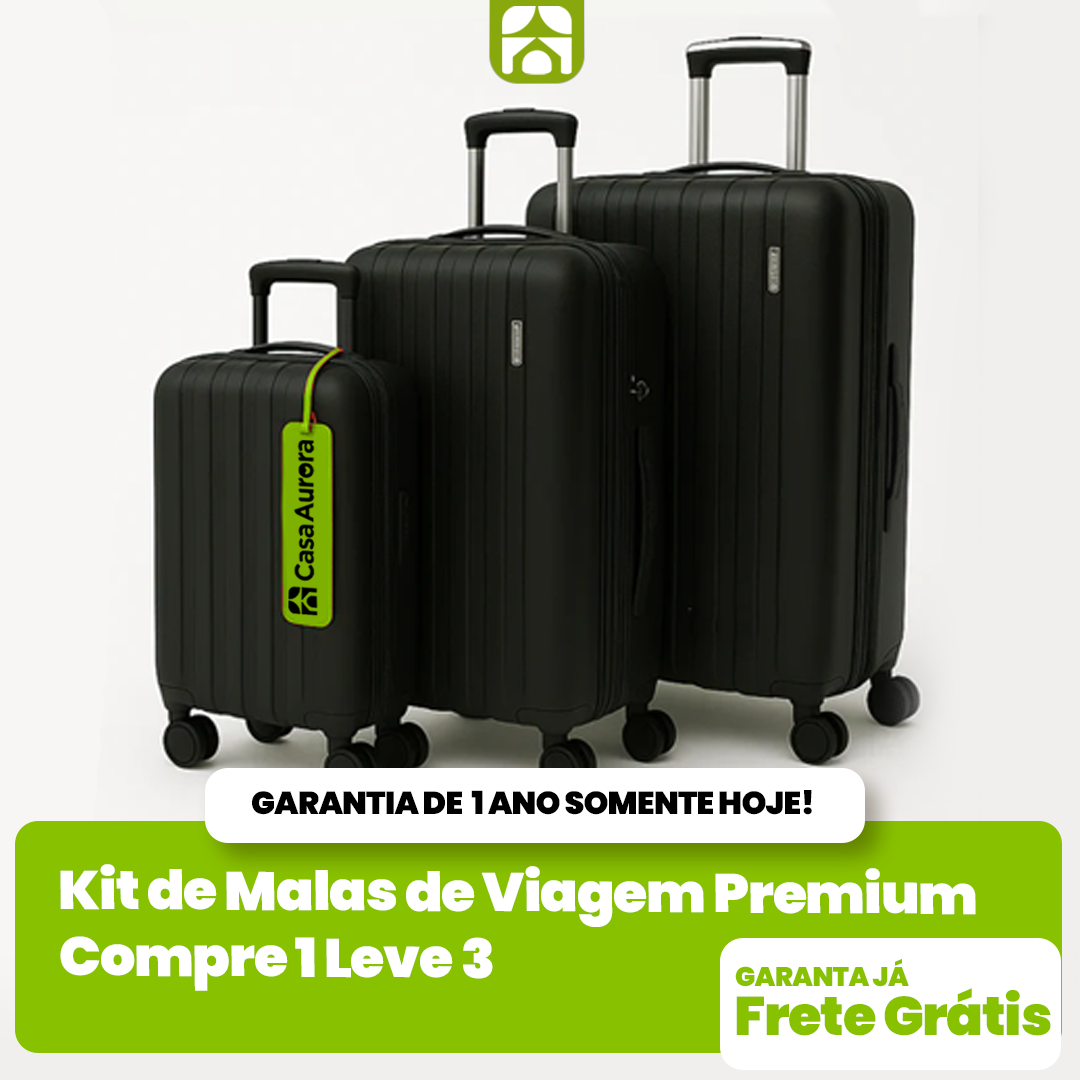 Kit de Malas de Viagem Premium – Compre 1 Leve 3 | Garantia de 1 Ano