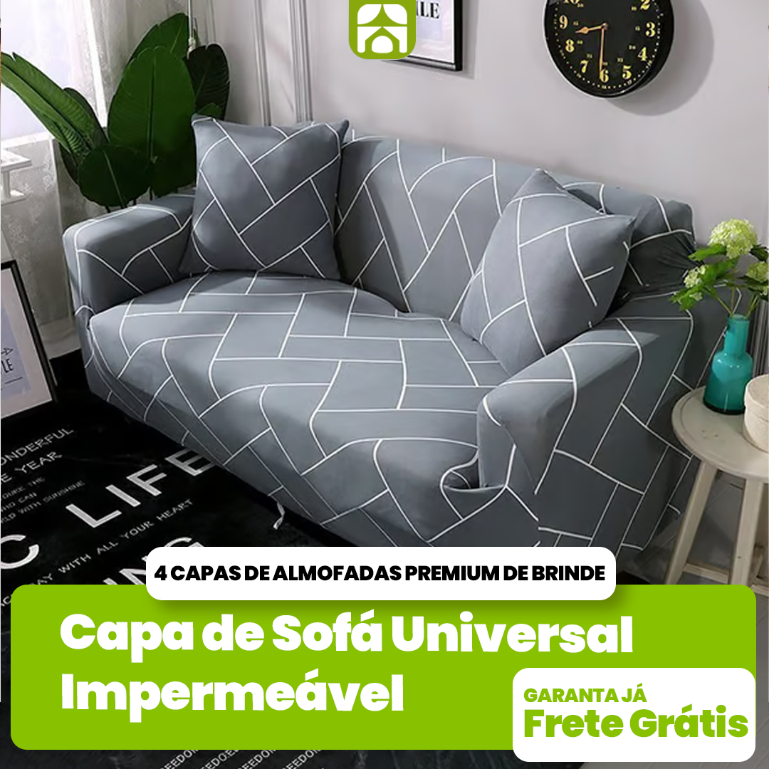 Conjunto Capa de Sofá Universal Impermeável + 4 Capas de Almofadas Premium