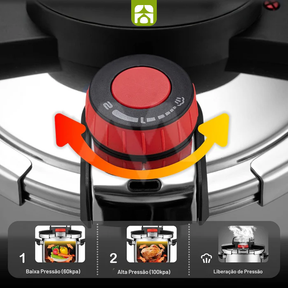 [Compre 1 e Leve 2] Panelas de Pressão TurboChef Aço Inoxidável - Á Prova de Explosões + Brinde: Kit Utensílios